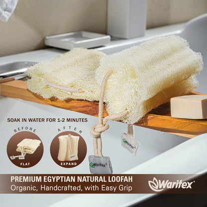 Waritex Premium Natural Egyptian Loofah Sponges 100% Natural Organic
