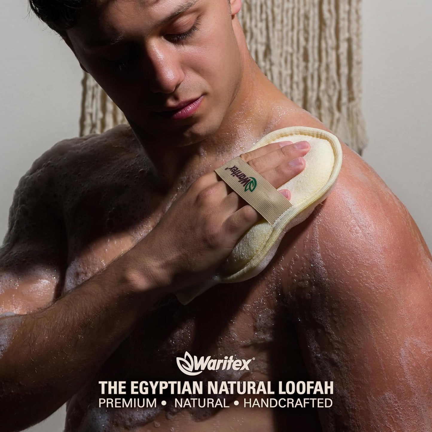 Waritex Egyptian Loofah Exfoliating Oval Body Scrubber with Hand Strap
