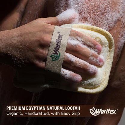 Waritex Egyptian Loofah Rectangular Body Scrubbers with Hand Strap