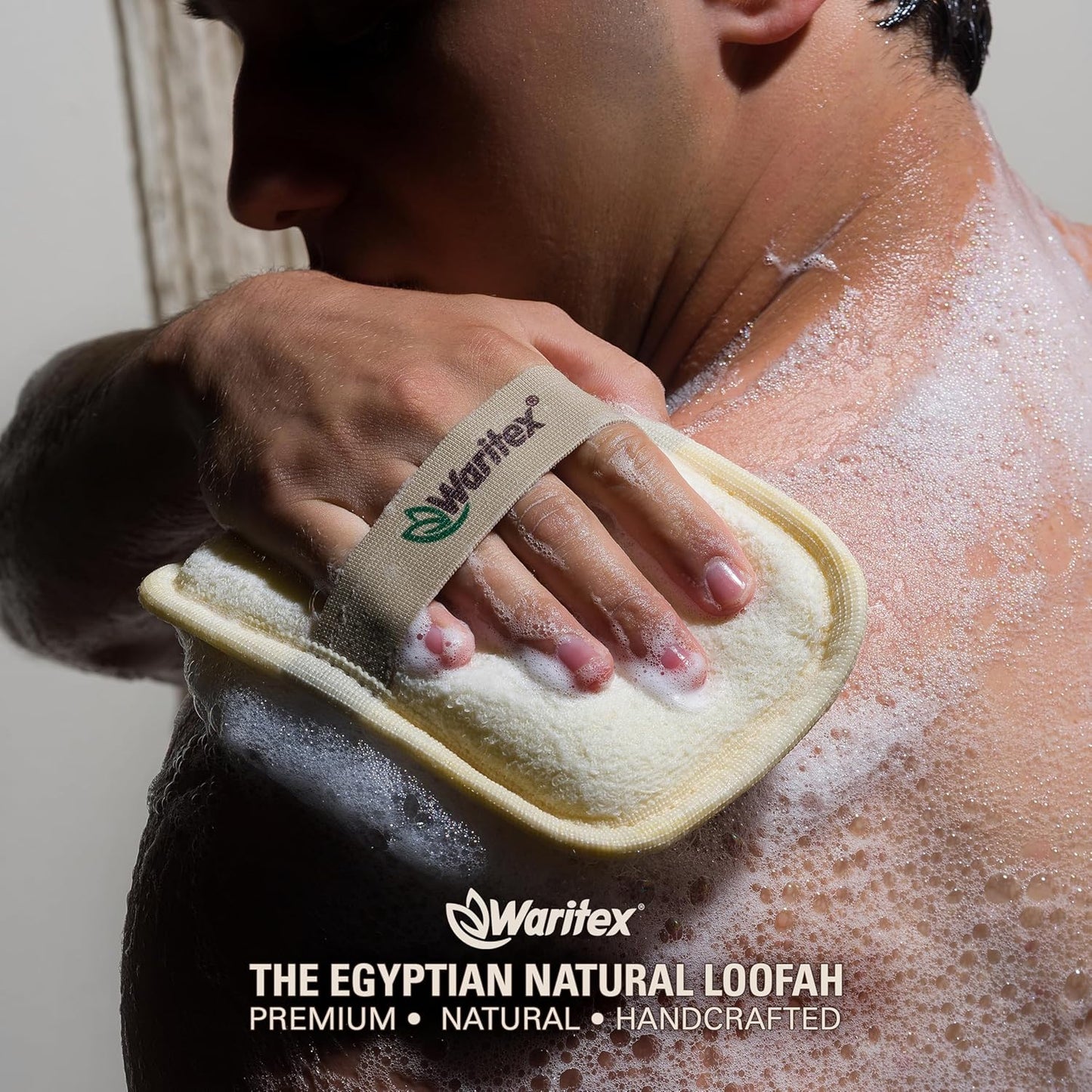 Waritex Egyptian Loofah Rectangular Body Scrubbers with Hand Strap