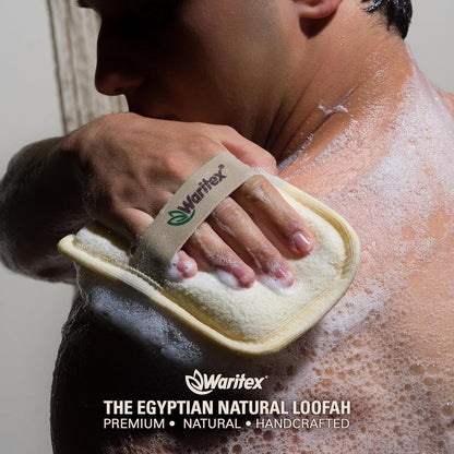 Waritex Egyptian Loofah Rectangular Body Scrubbers with Hand Strap