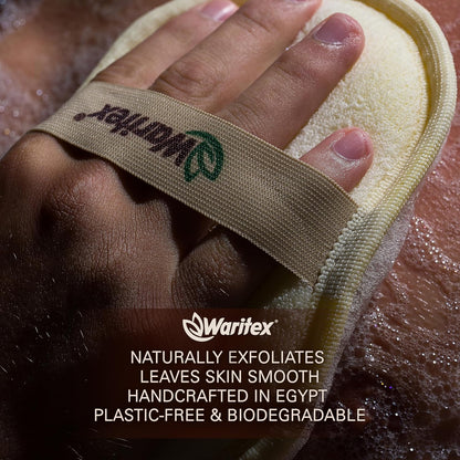 Waritex Egyptian Loofah Exfoliating Oval Body Scrubber with Hand Strap