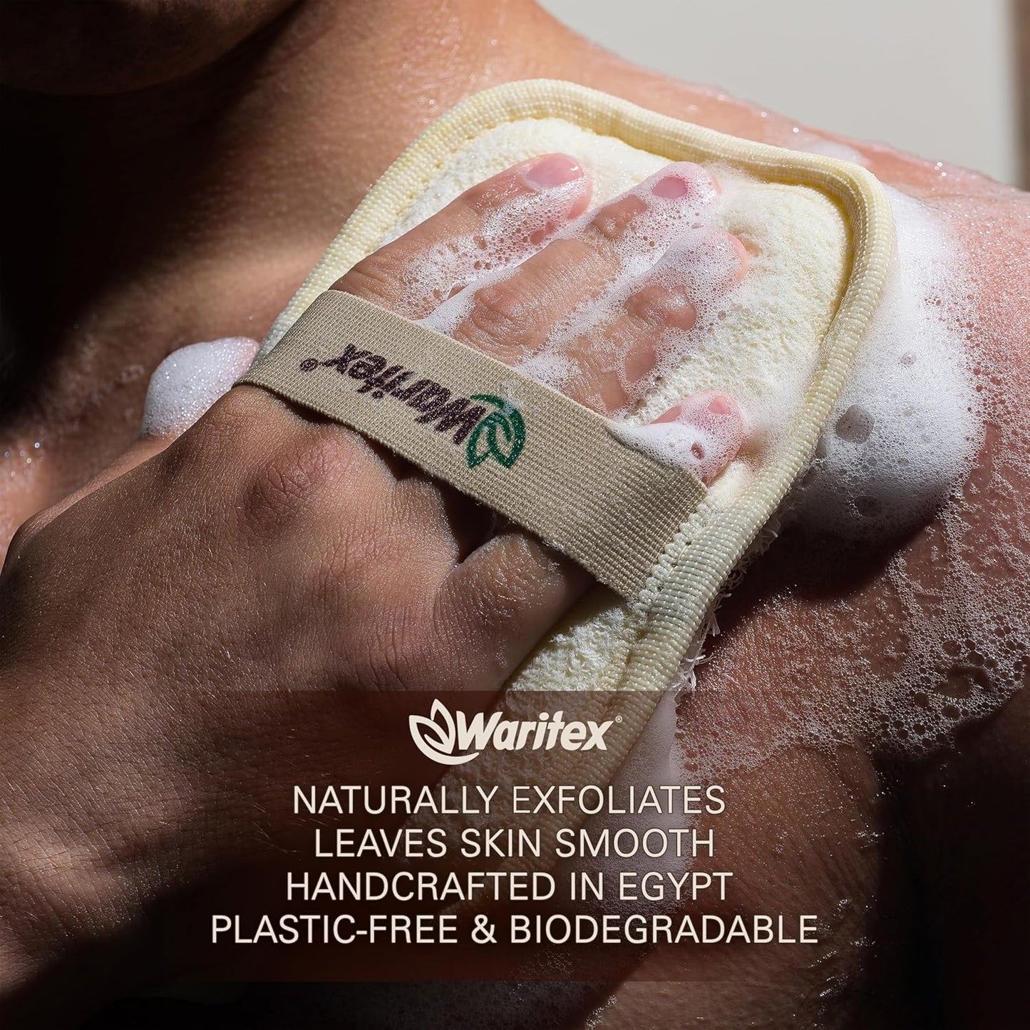 Waritex Egyptian Loofah Rectangular Body Scrubbers with Hand Strap