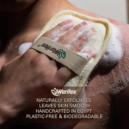 Waritex Egyptian Loofah Rectangular Body Scrubbers with Hand Strap