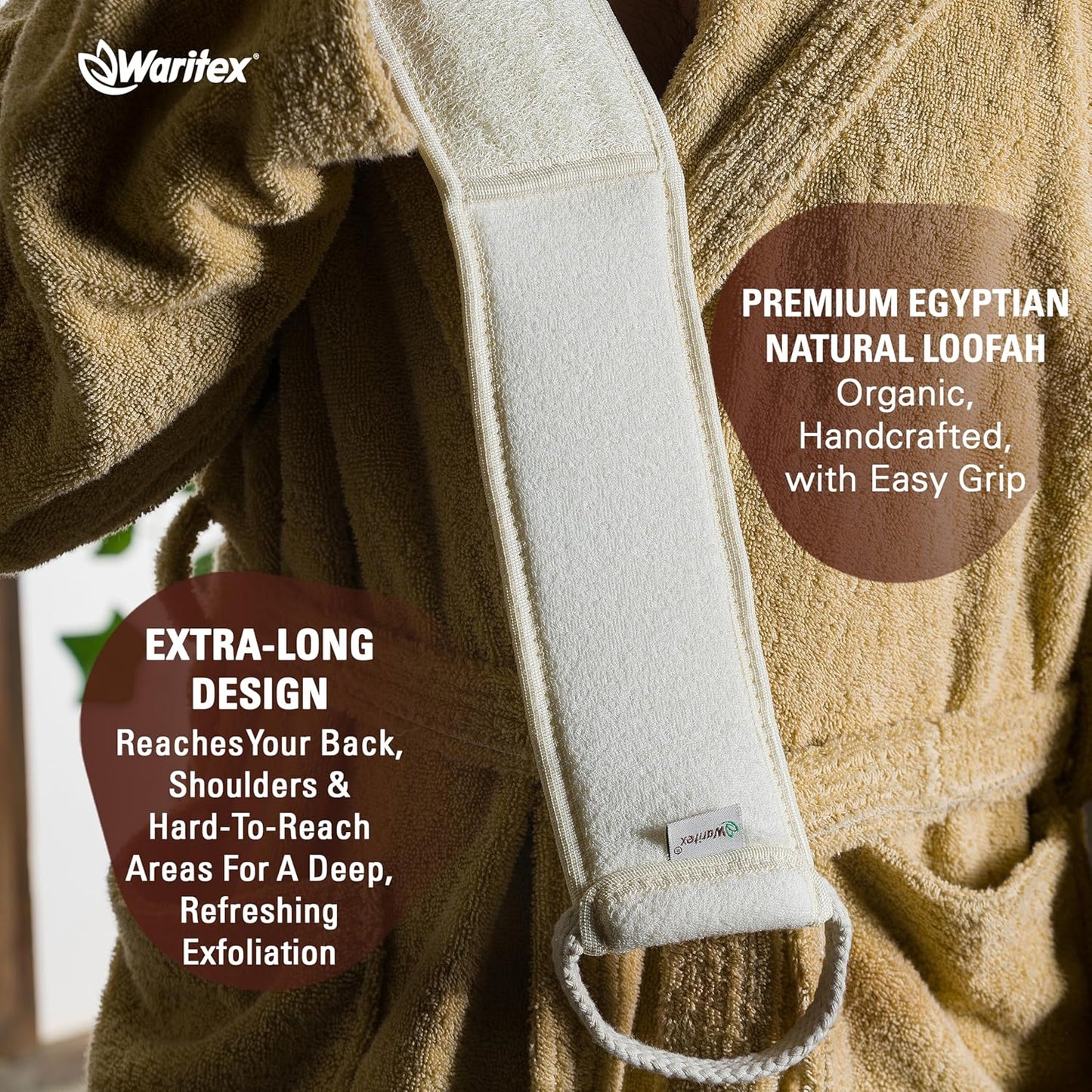 Waritex Natural Egyptian Loofah Back Scrubber An extra-long