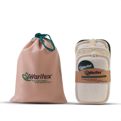 Waritex Egyptian Loofah Rectangular Body Scrubbers with Hand Strap