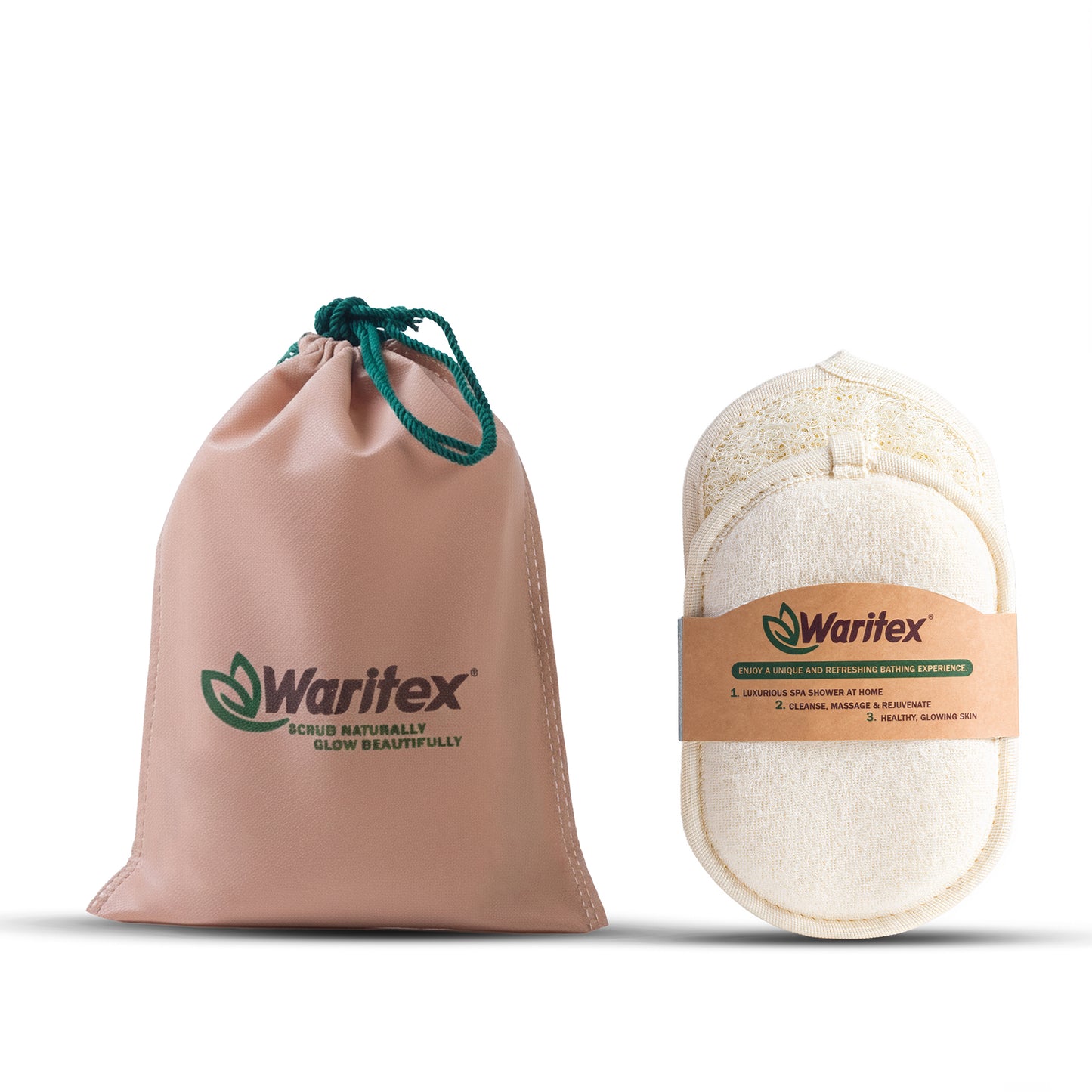 Waritex Egyptian Loofah Exfoliating Oval Body Scrubber with Hand Strap
