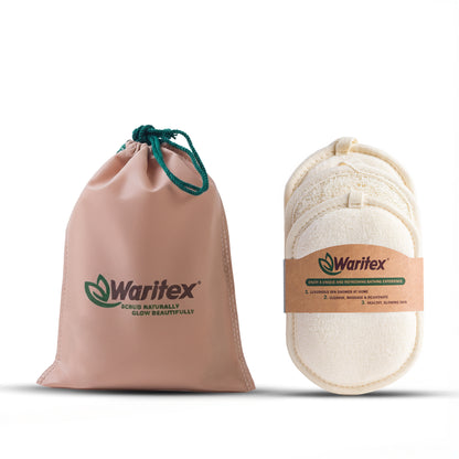 Waritex Egyptian Loofah Exfoliating Oval Body Scrubber with Hand Strap